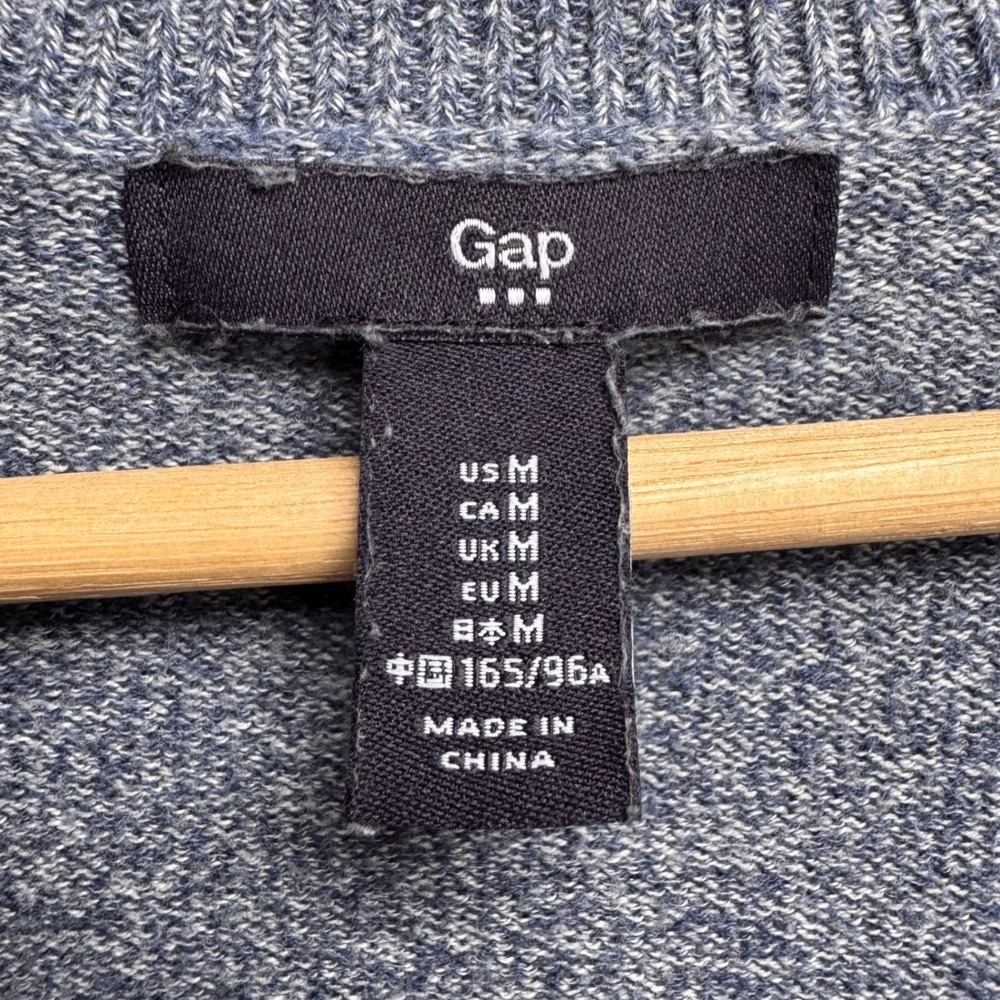 Gap Women Blue Heathered 100% Cotton Cardigan M Open Front Preppy Academia Layer - Picture 4 of 5